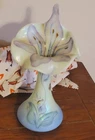 Vintage Fenton Floral Interlude Iridescent Satin Glass JIP Vase 1998 11"