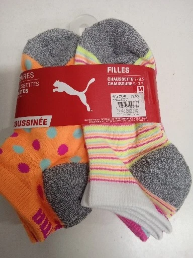 Calcetines acolchados de corte bajo PUMA para niñas 6 pares, multicolor, calcetín 7-8,5 zapato 9-3,5 #2 Foto 2 de 2