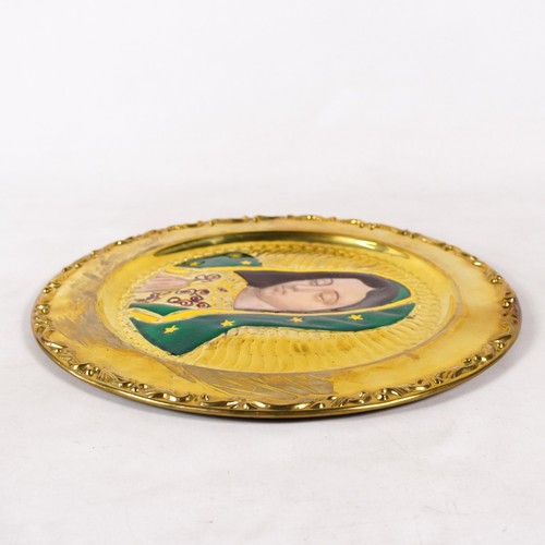 Golden Virgin Mary Art Plate Our Lady Guadalupe Catholic Religious Wall Decor - Picture 6 of 12