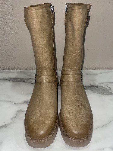 Dr. Scholl's VIP Buckle Mid Shaft Moto Boots Taupe Size 9M - Picture 3 of 10