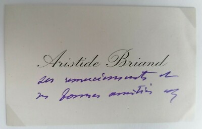Aristide Briand - Nobelpreis Frieden 1926 - original Widmung - 10 x 6 cm
