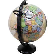 Omishome World Globe 12" Diameter with Magnifying Glass and Nation Flag Stickers