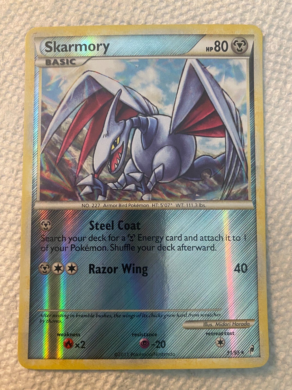  Skarmory 31/95 Reverse Holo Pokemon Card Near Mint