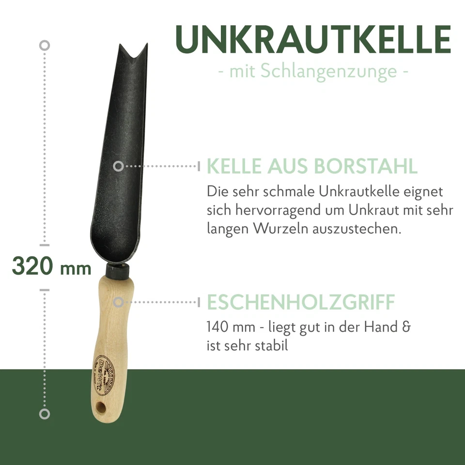 DeWit Unkraut-Kelle aus Borstahl 32 cm Profi Unkrautstecher - Bild 3 von 4