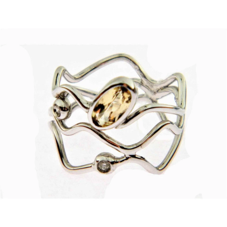 Anillo En Oro Blanco Con Topaz Imperial y Diamantes - Imagen 4 de 4