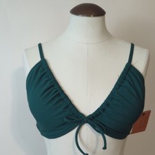 NEW Shade And Shore Green Ruched Bikini Top Sz L
