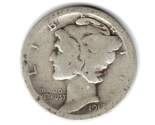 1917 S MERCURY DIME in GOOD condition ~ PLEASE SEE THE SCAN    .stk 600