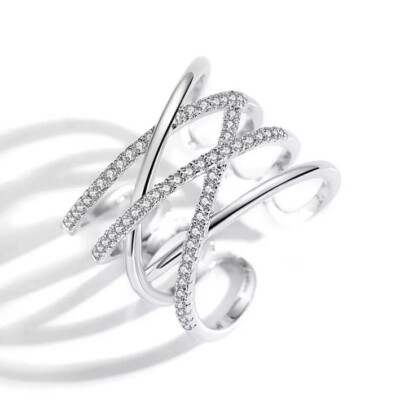 925 Silber Ring, Kreuzring, Lagenlookring, verstellbarer Ring, Statementring, Boho