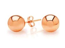 Authentic 14k Solid Rose Gold Ball Push Back Stud Earrings 14K Ball Studs Gift