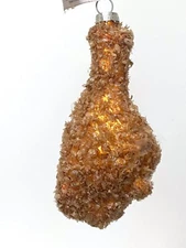 Place & Time 4.5" Fried Chicken Drumstick Glass Christmas Ornament