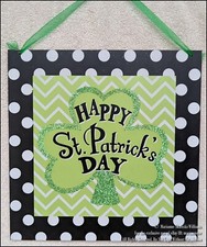NEW HAPPY ST PATRICK'S DAY WALL DOOR HANGING SIGN W SHAMROCK  POLKA DOTS