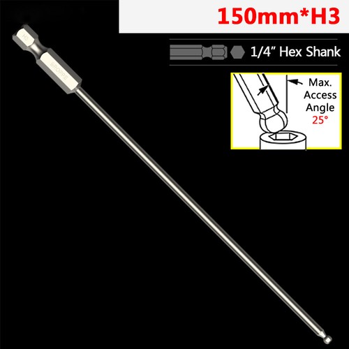 65/100/150mm Ball-End Hex Screwdriver Bit Set 1/4" Hex Shank H2.5 H3 H4 H5 H6 H8 - Picture 26 of 30