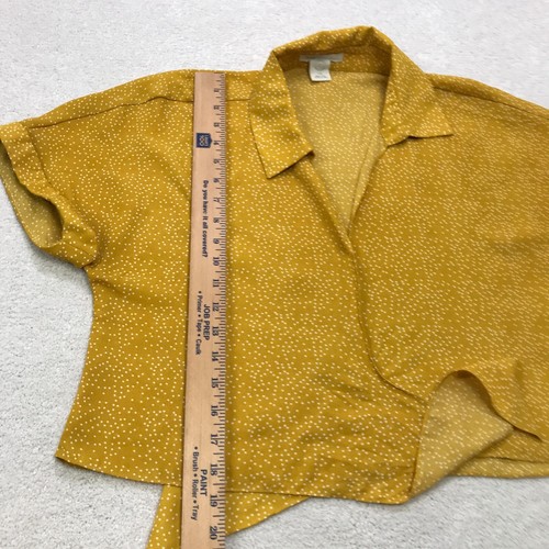 Top Urban Outfitters para mujer grande amarillo mostaza corbata frontal lunares profundo cuello en V - Imagen 14 de 15