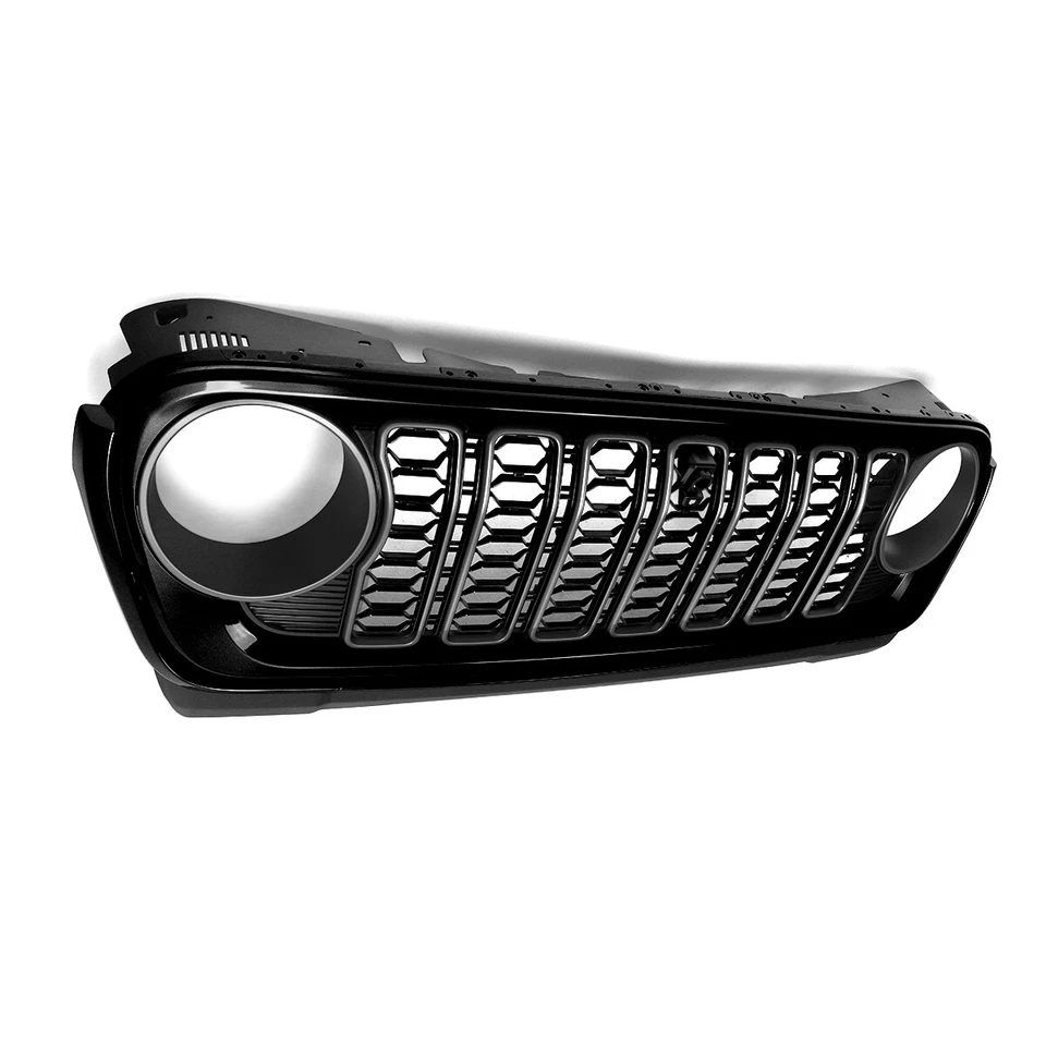 Gloss Black Grille w/ camera hole For 2018-2024 Jeep Wrangler JL & Gladiator JT Foto 4 de 4