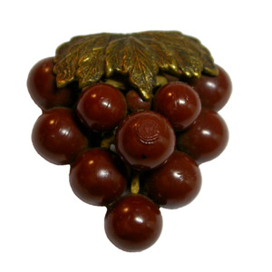 Vintage 1930s BAKELITE Art Deco Berries Grapes Fur Coat Dress Sweater Scarf Clip