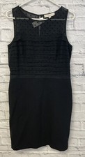 NEW Loft Black Sleeveless Dress womens sz 10 Sheer Swiss Dot ruffle witchy tank