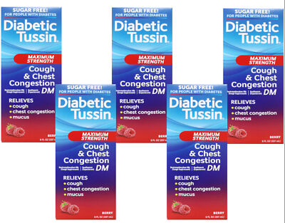 Diabetic Tussin DM Max Strength, Diabetics Safe Berry, 8 fl oz - 5 Pack