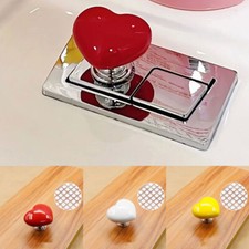 2x Handle Toilet Press Button Heart Shaped Tank Push Switch Toilet Press Tool