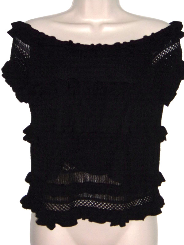 Polo Ralph Lauren Womens Sleeveless Tiered Knit Blouse Black Size - M,L