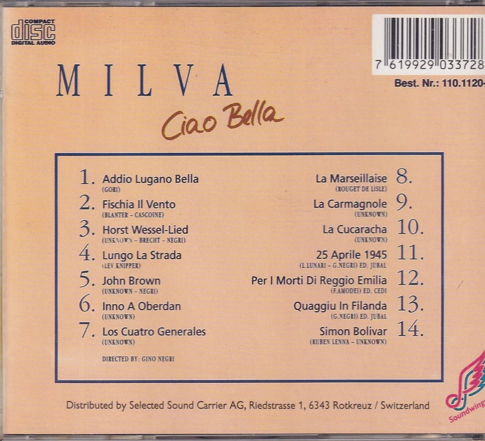 Milva - Ciao Bella - CD -304- near mint - Bild 2 von 2