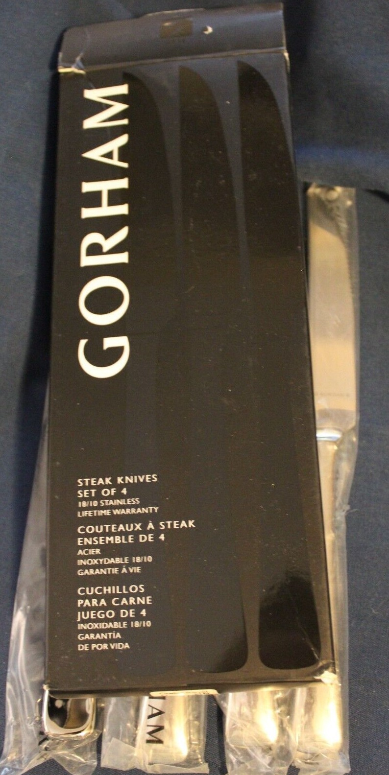 SCOOP Crate and Barrel Gorham Set of 4 Steak Knives Unused Glossy