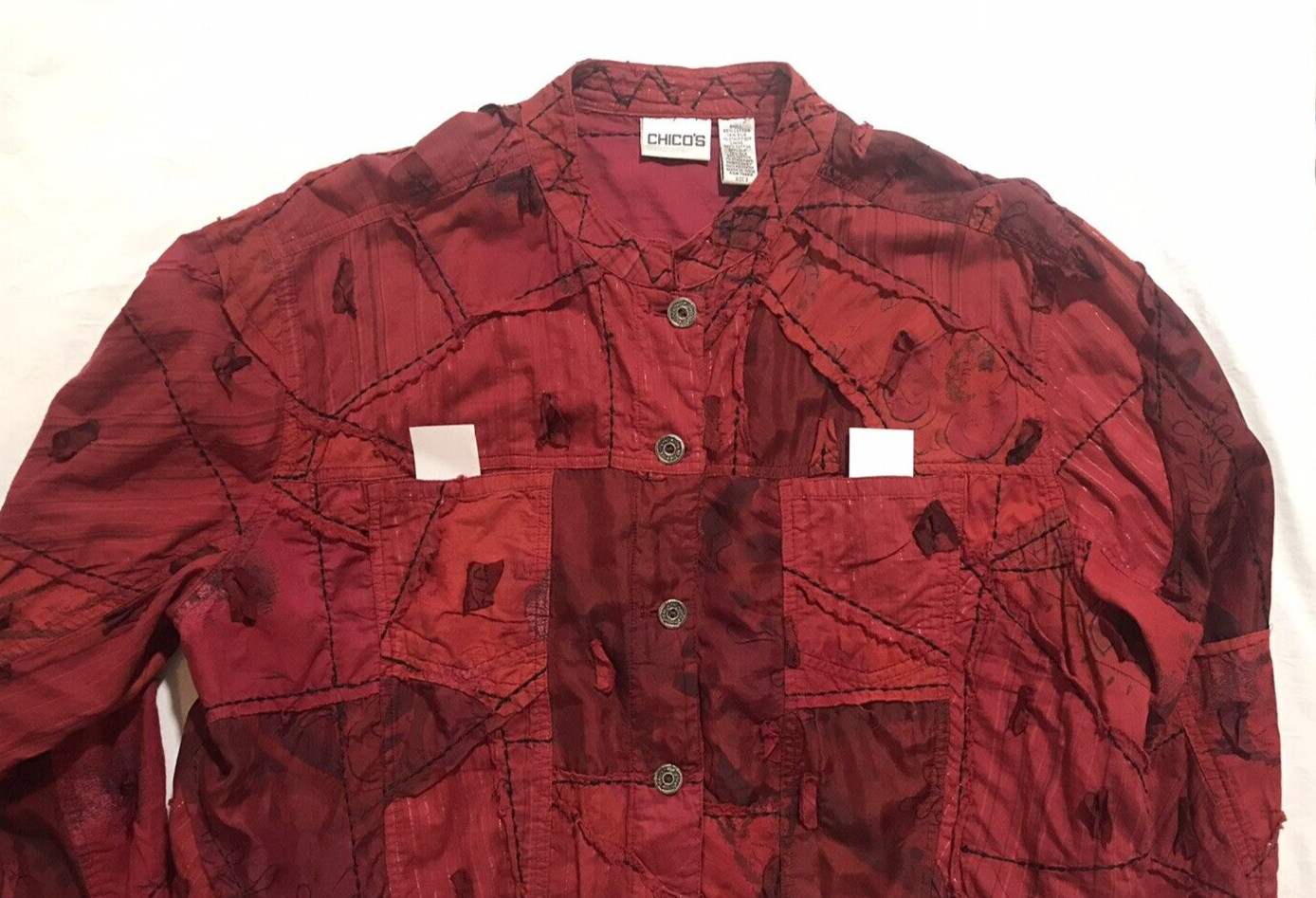Chicos Jacket Sz 3 (XL) Red Embroidery Applique P… - image 5