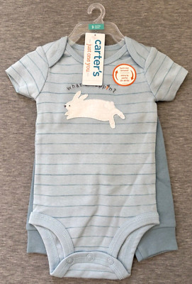 Carters Easter Spring (Boys 3M) Bodysuit & Pants Set Blue Bunny Rabbit NWT