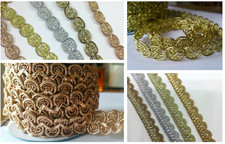 Sparkly Braided GOLD&SILVER Ribbons lace trim for craft DIY sewing decor Wedding
