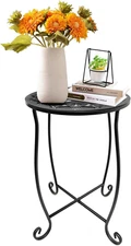 Metal round Side Table for Small Spaces - Indoor/Outdoor, Perfect for Patio, Yar