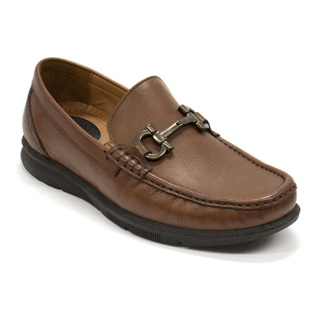 Men's Slip On Leather Bit Penny Loafer Retto Richie Brown Casual Shoes NEW