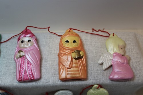 Set/11 Vtg 80's Alberta's Molds Ceramic Christmas Nativity Ornaments Made in USA - Picture 3 of 9