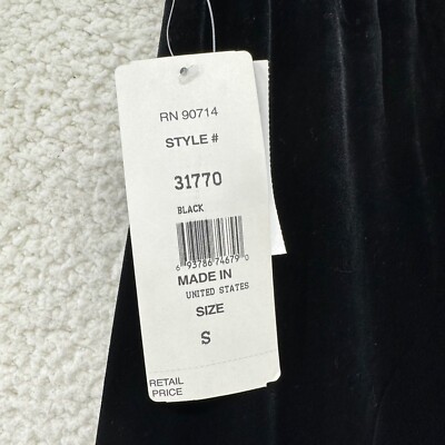 MSK S Black Velvety Velour Elastic Waist Maxi Skirt Long Flare