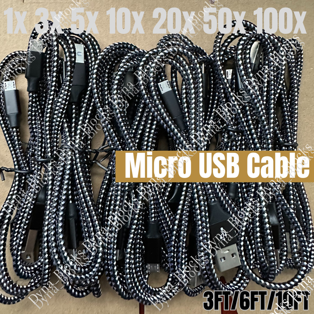 Heavy Duty Micro USB Fast Charger Data Cable Cord Lot For Samsung Android HTC LG