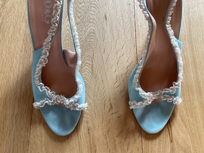 Very demure-- very delicate! Vintage Dolce Gabbana suede and lace heels,  40