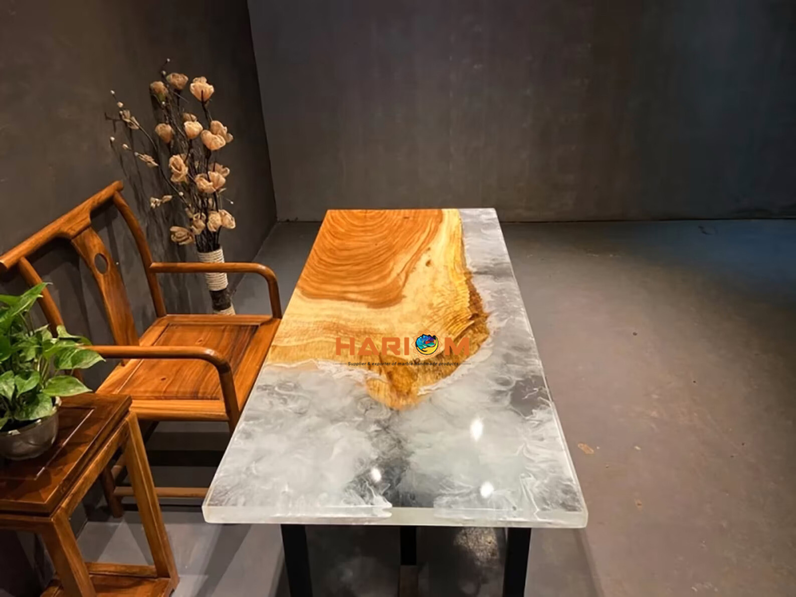 Smoky Epoxy Resin Table Top Office Desk, Conference Decor Living Table