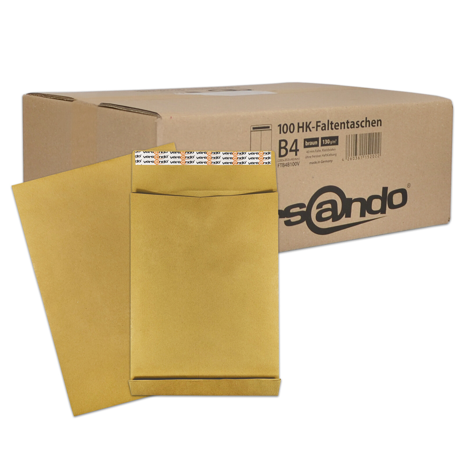 100 Faltentaschen B4 Versandumschlag A4 Maxi/Großbrief Warensendung haftklebend