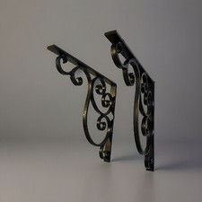 Wrought Iron Shelf Brackets 12"x12" (Black) (New) (Heavy Duty) (Made in USA)