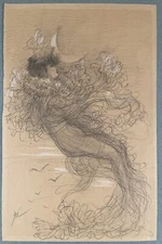 French Art Nouveau Victor Masson Drawing Young Woman 19th Century Belle Epoque