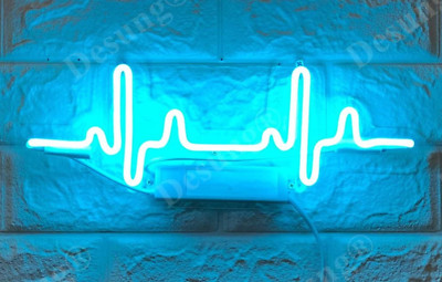 20''x8'' ECG Electrocardiogram Aqua Acrylic Neon Sign Lamp Light Artwork Wall QL
