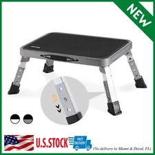 3 Levels Adjustable Folding Step Stools for Adults, Sturdy Metal RV Step Stool,
