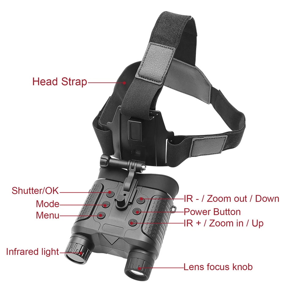 4K 1.3MP Night Vision Goggles 8X Digital Zoom Binoculars For Security Hiking - Image 4 of 4