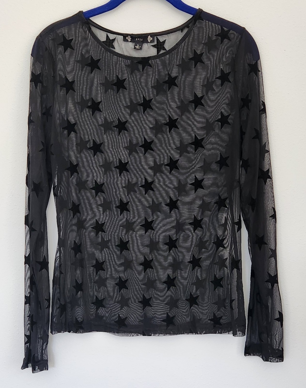 Iris Sheer Lace Velvet Burnout Top Black Whimsigoth Fairy Witchy Romantic Size L