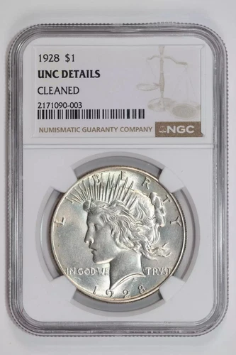 1928 PEACE DOLLAR NGC UNC DETAILS