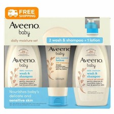 Aveeno Baby Moisture Set, 2 Wash  Shampoo  Lotion, 44 fl oz, FREE SHIPPING NEW