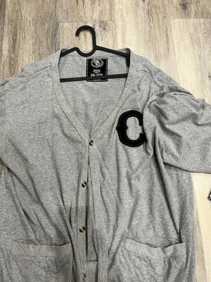 Crooks & Castles Grey Cardigan Sweatshirt Button-Up Size 2XL