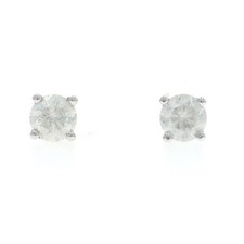 White Gold Diamond Stud Earrings - 10k Round Brilliant 1/3ctw Pierced