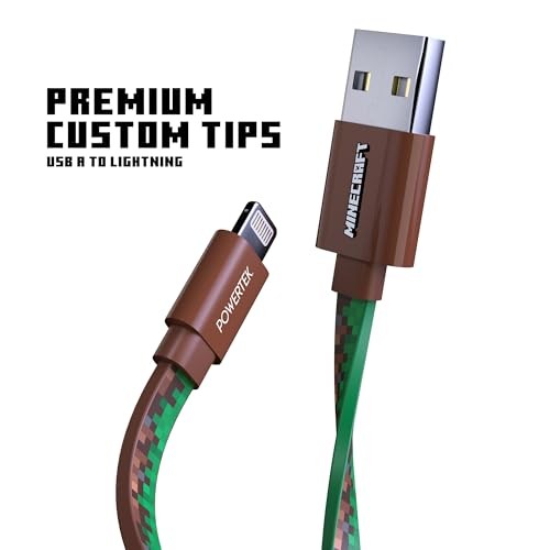 Pack de charge Powertek Minecraft USB-A vers Lightning (bloc d'herbe MFi - Photo 5/7