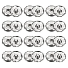 50 Set Sew-on Snap Buttons 23mm Metal Snap Fastener Buttons, Silver
