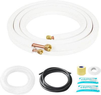 10FT Mini Split Line Set 1/4'' & 3/8'' O.D Copper Pipes Tubing with Nuts & Install
