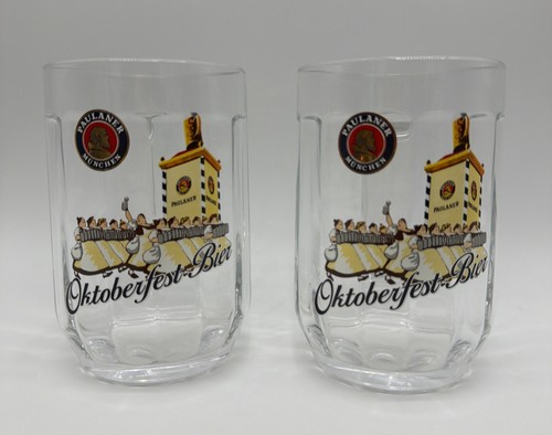 Paulaner München Oktoberfest Glass Beer Mug 0.5 L Munich Germany Set